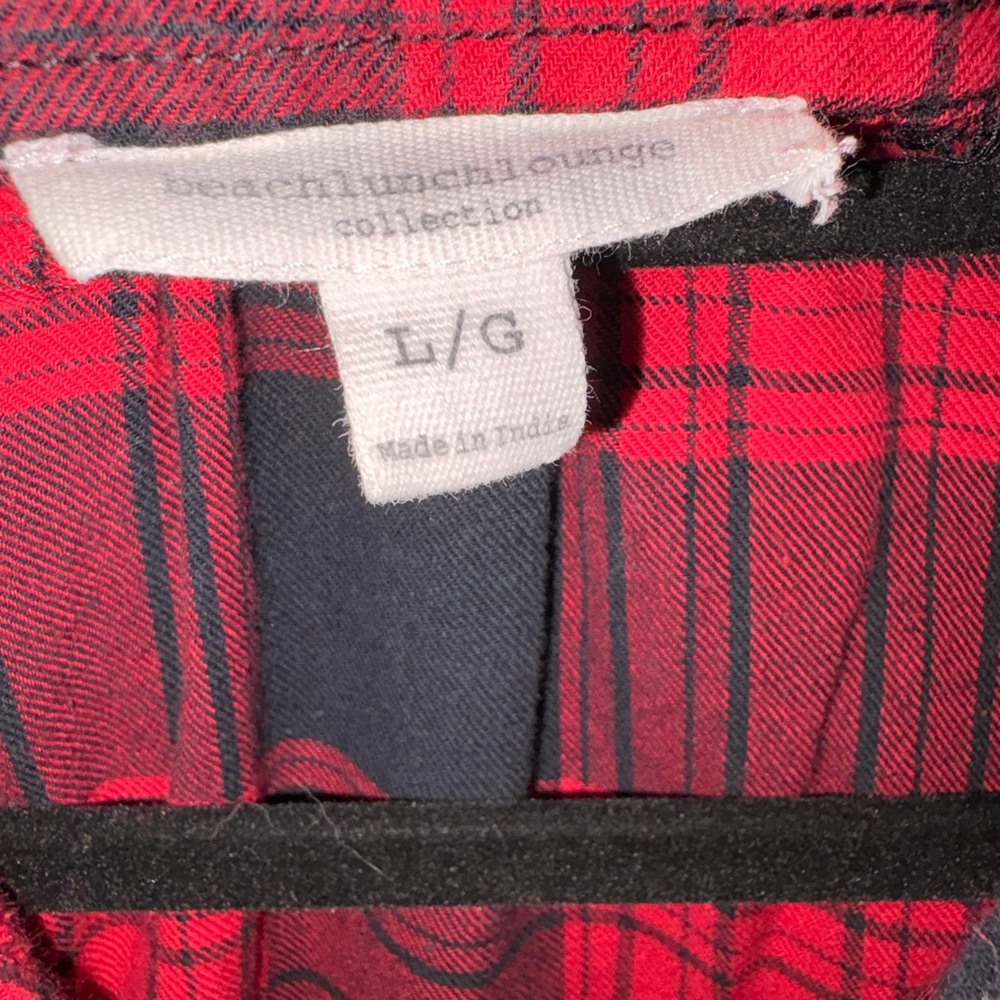 100% Cotton Red and Black Plaid Button-Up Dress - Picture 2 of 5